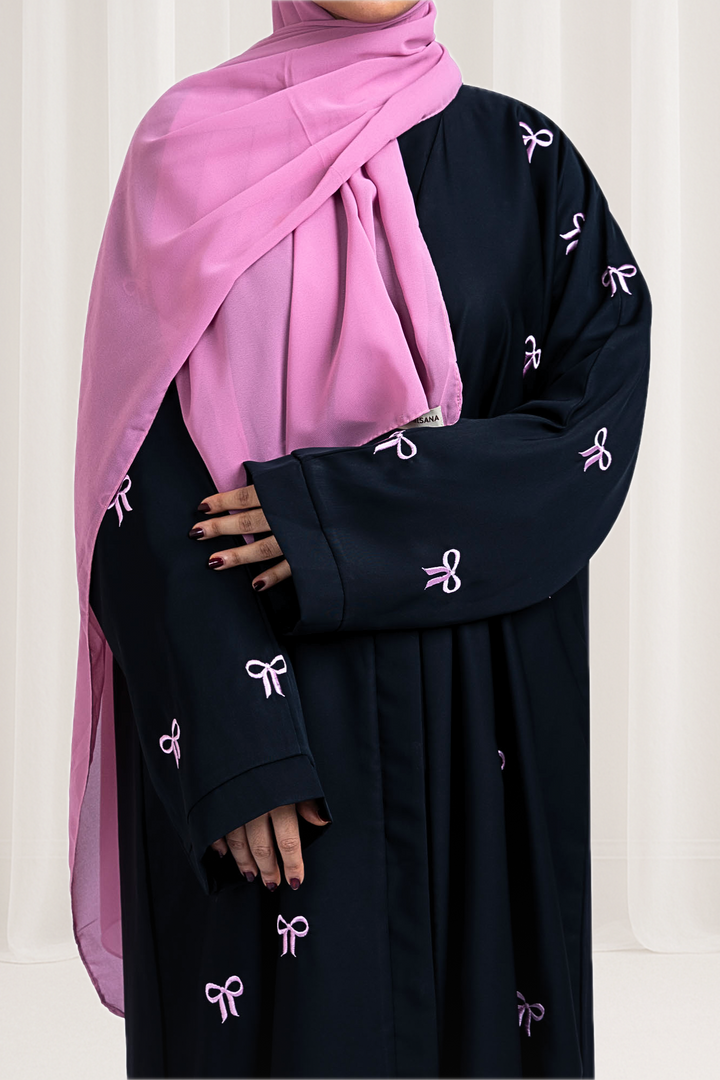 Blush Bow Embroidered Abaya