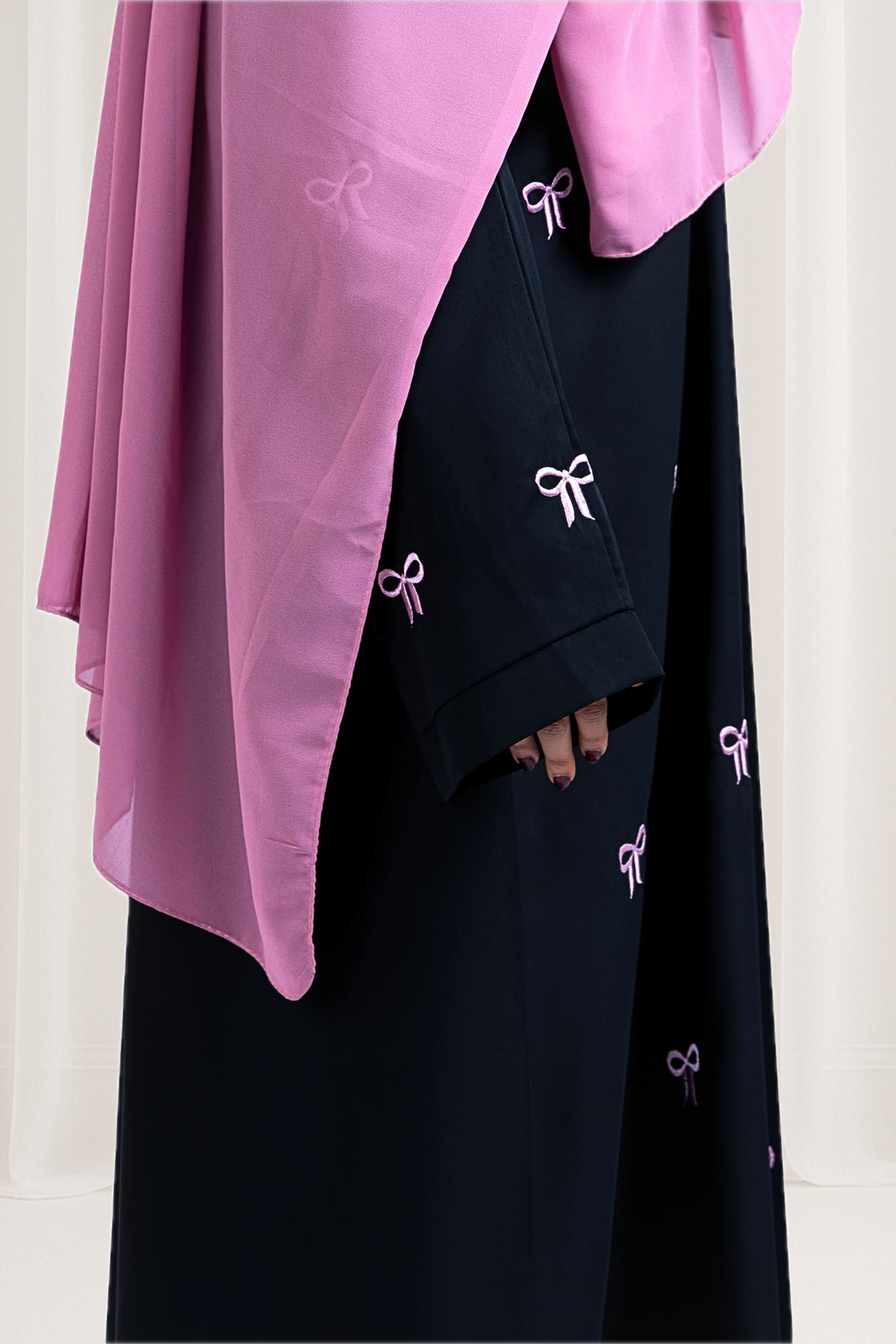 Blush Bow Embroidered Abaya