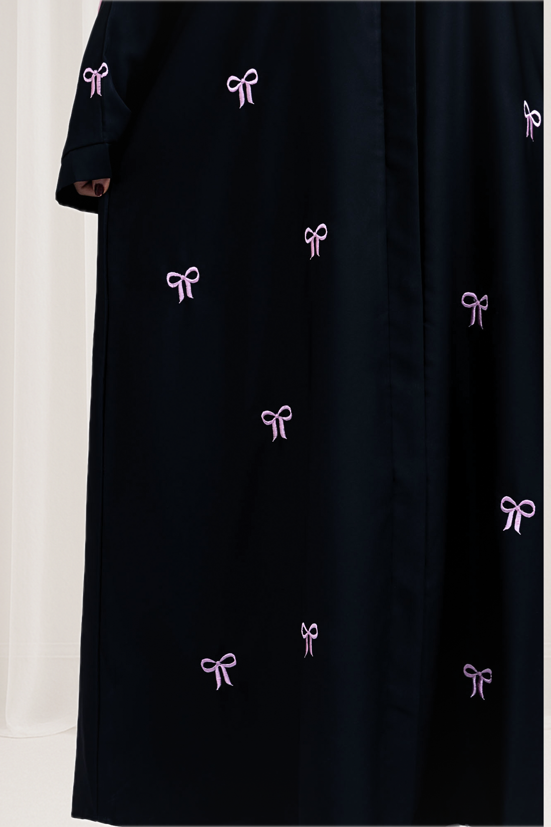 Blush Bow Embroidered Abaya