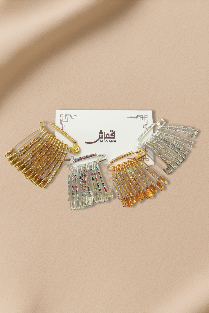 Stylish Safety Pins with Decorative Stones