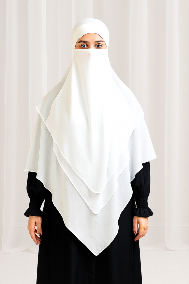 Premium White Layered Niqab