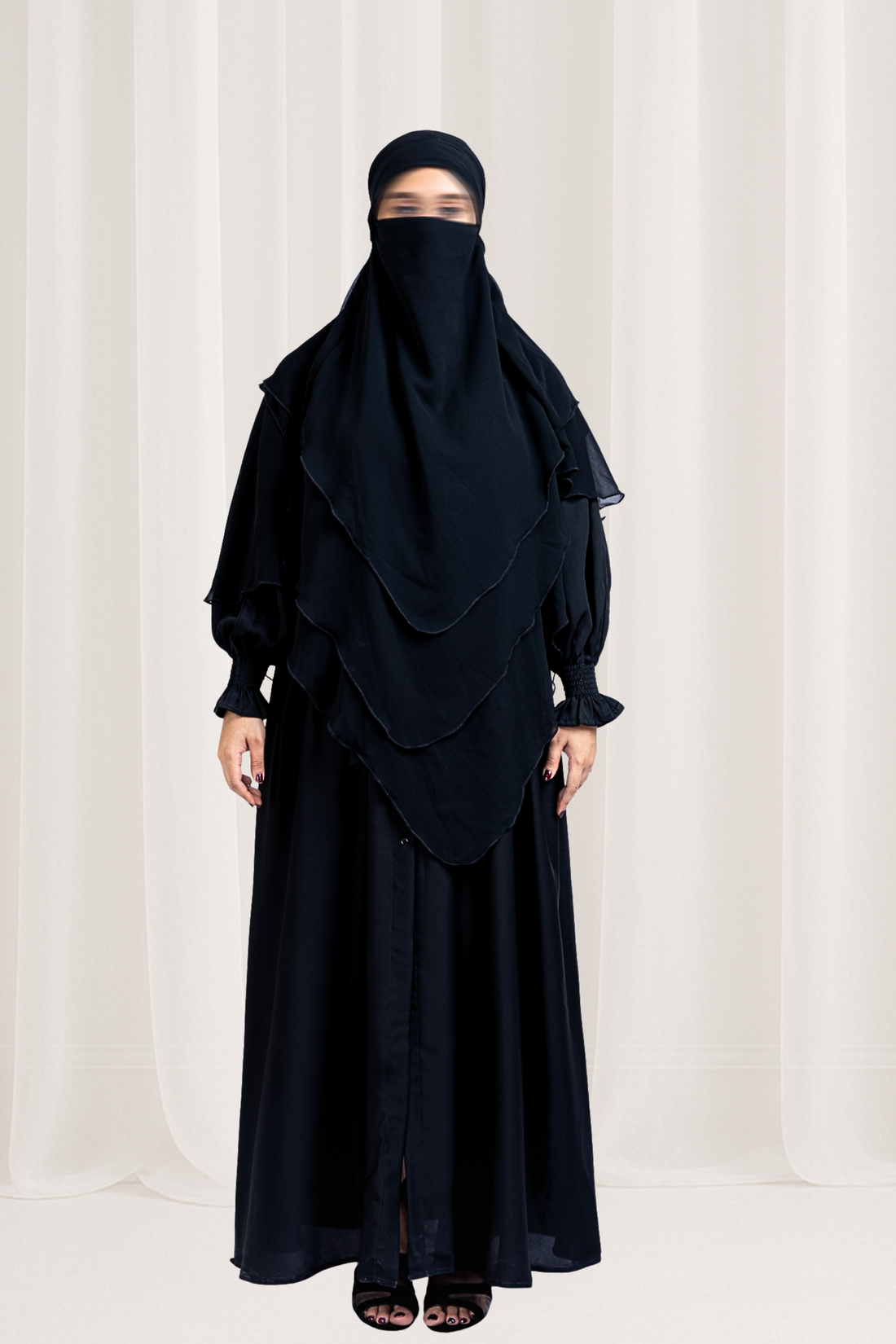 Premium Black Layered Niqab