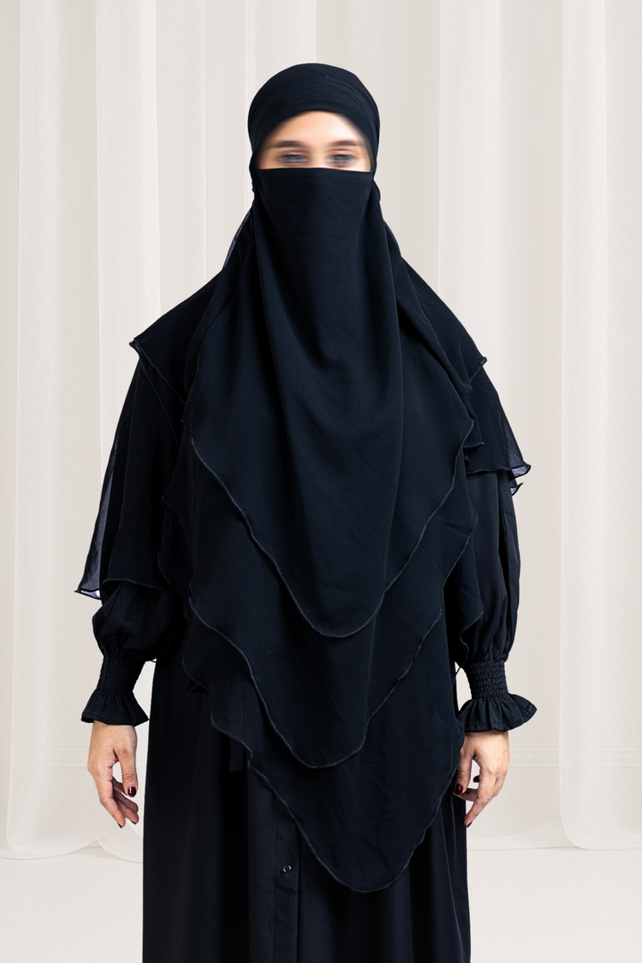 Premium Black Layered Niqab