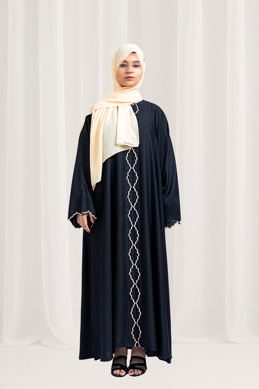 Classic Beige Embroidered Abaya