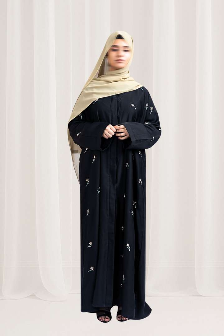 Elegant Flowvy Black Embroidered Abaya
