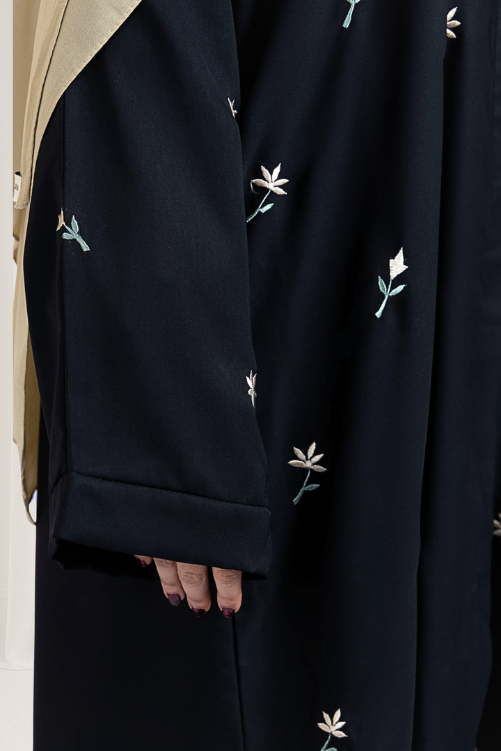 Elegant Flowvy Black Embroidered Abaya