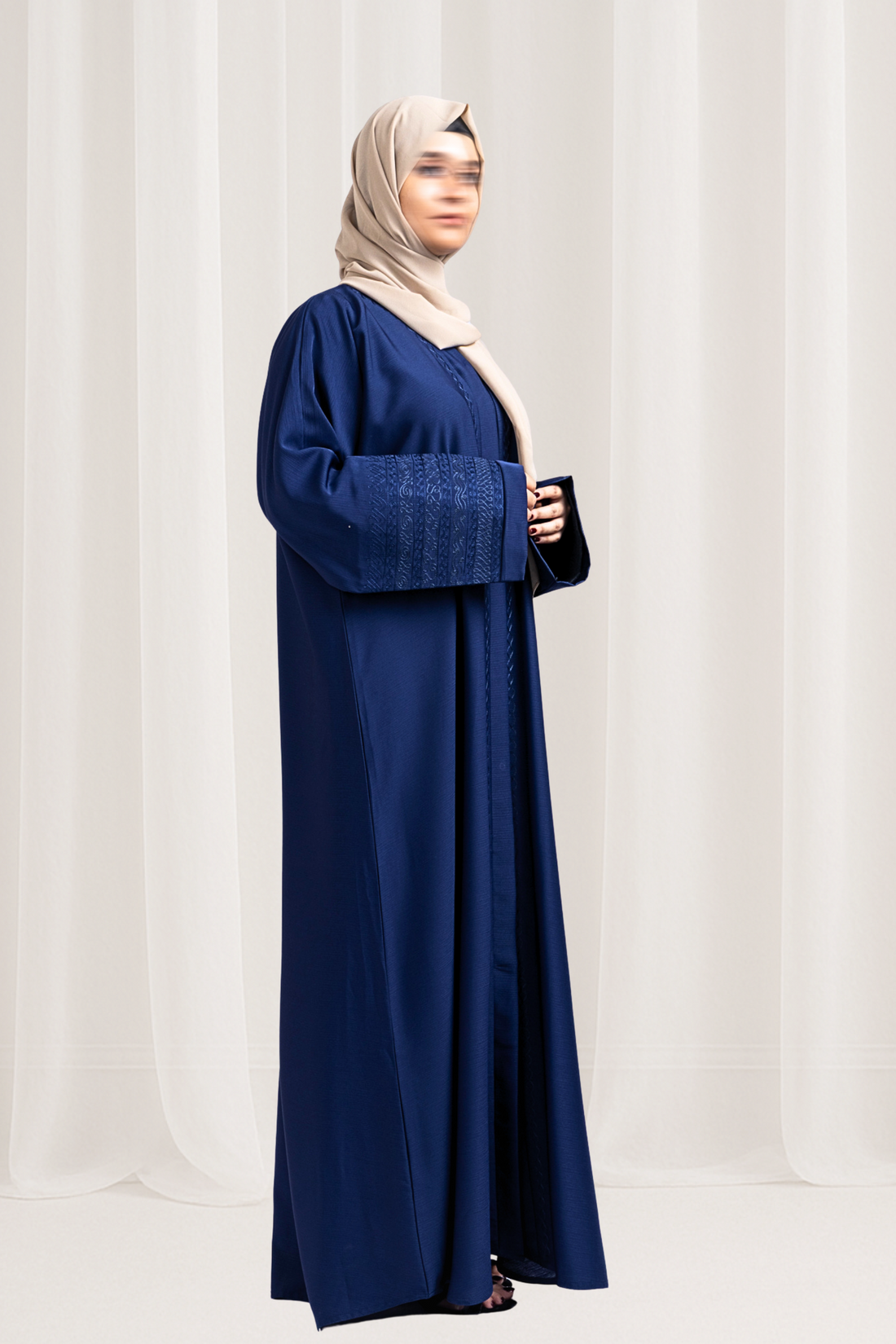Navy Blue Elegant Embroidered Abaya