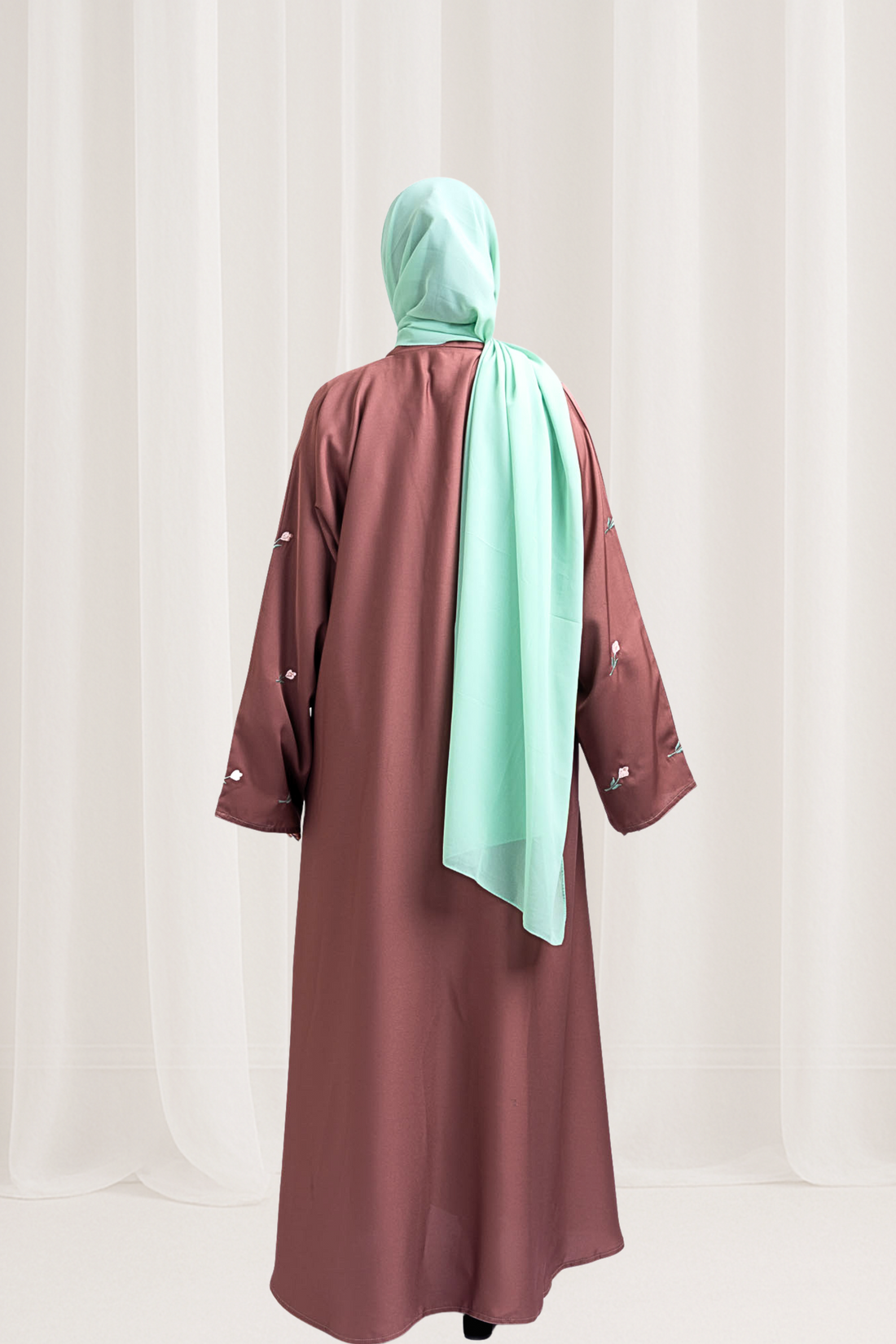 Subtle Blossom Brown Embroidered Abaya