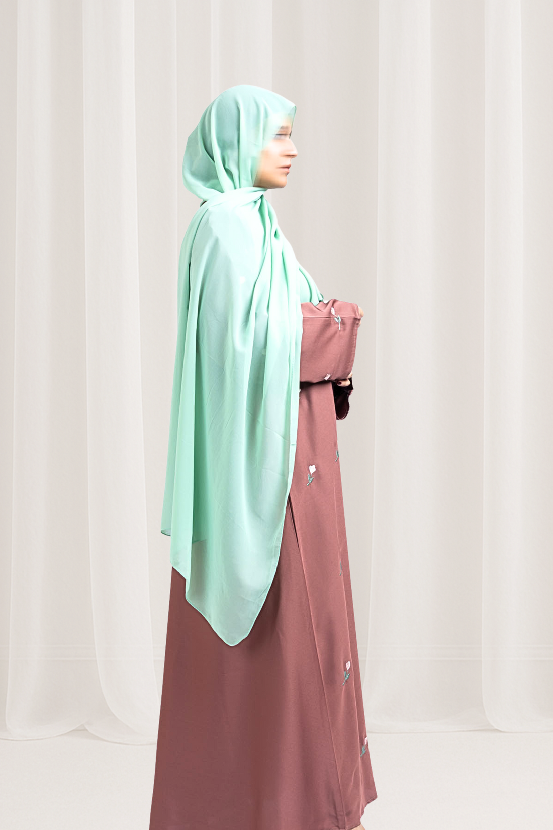 Subtle Blossom Brown Embroidered Abaya