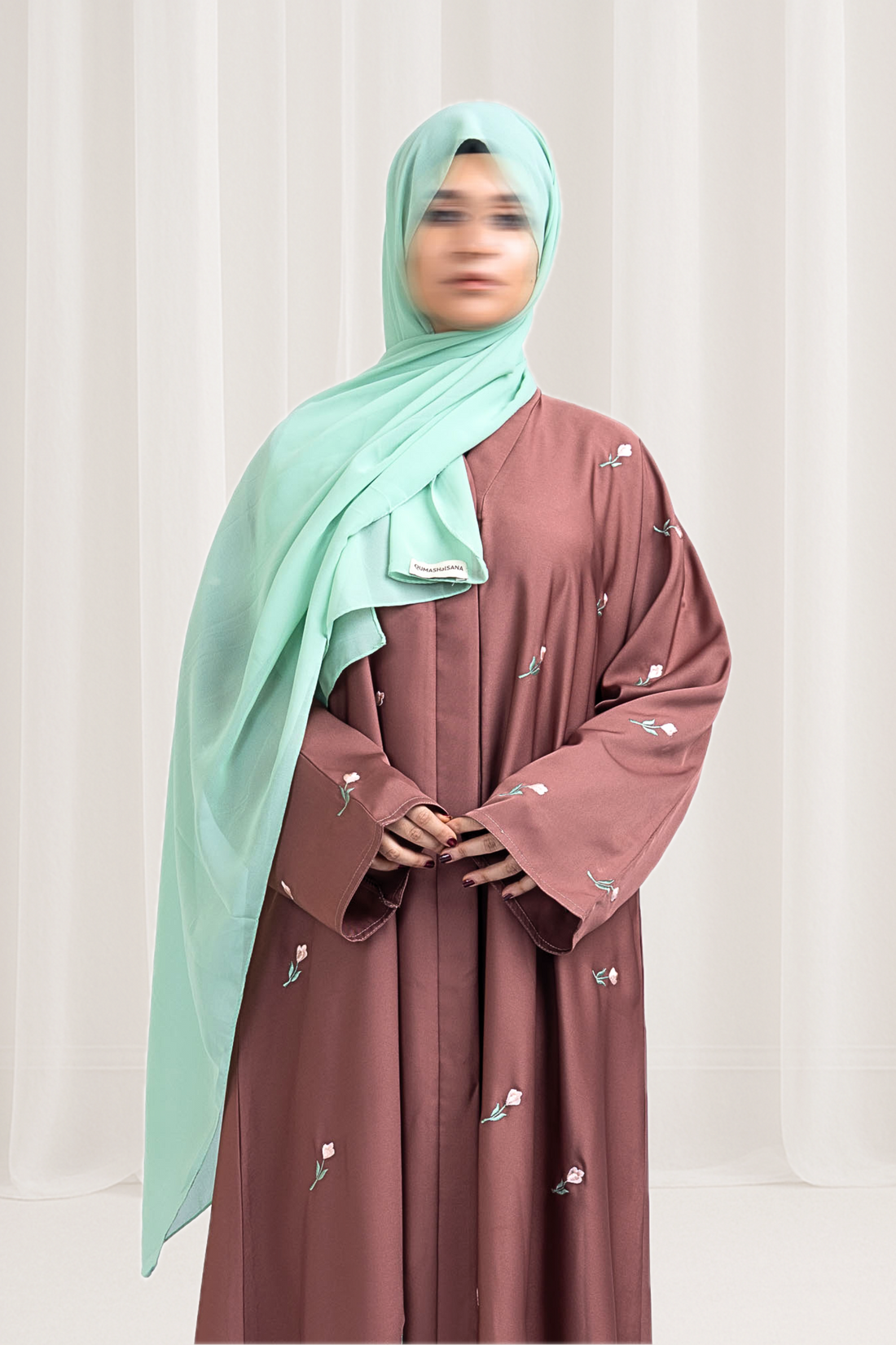 Subtle Blossom Brown Embroidered Abaya