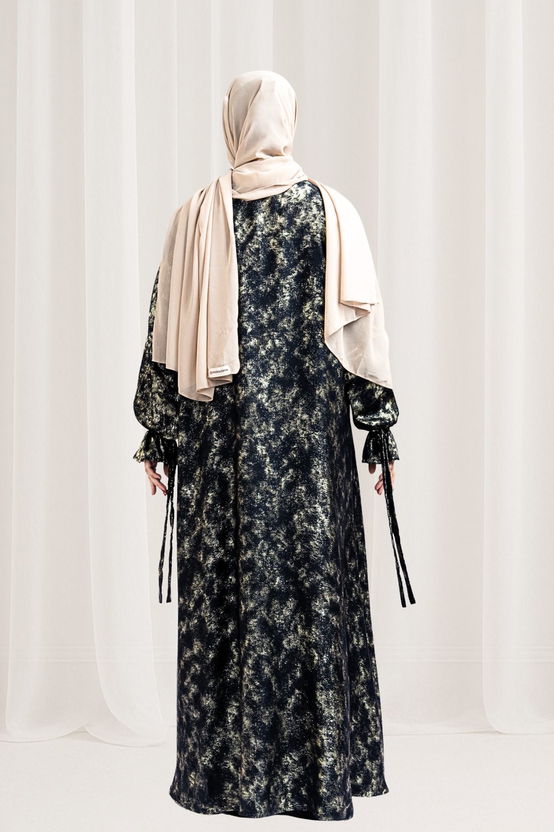 Metallic Gold Black Kaftan Abaya