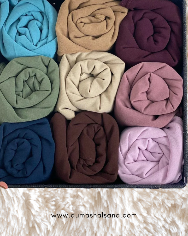 Pack of 9 Georgette Hijabs Box