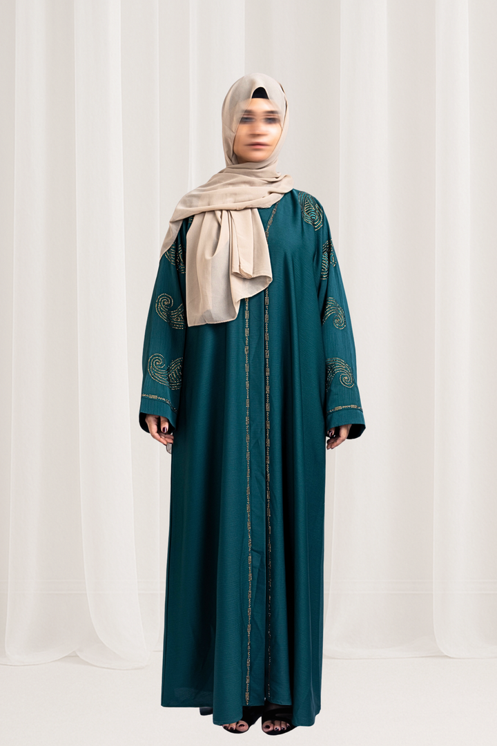 Emerald Green Beaded Abaya Modest Wear