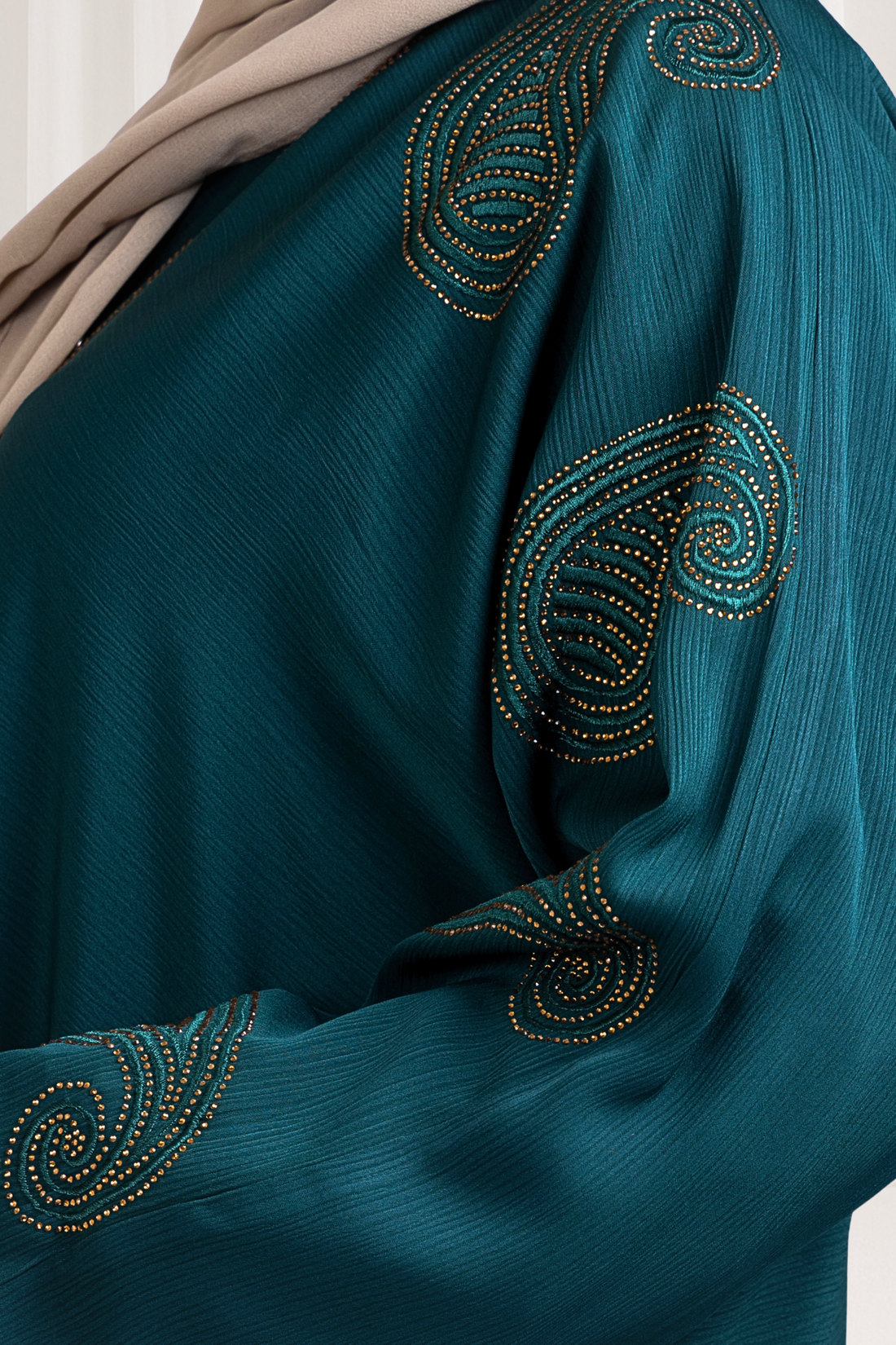 Emerald Green Beaded Abaya Modest Wear