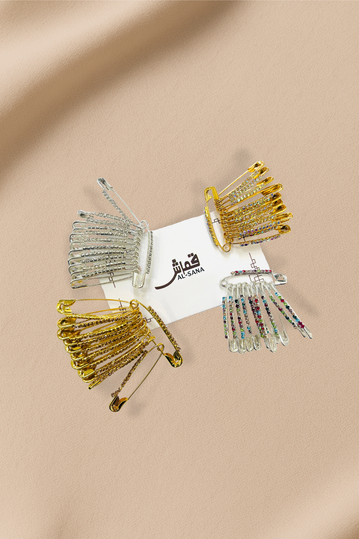Stylish Safety Pins with Decorative Stones