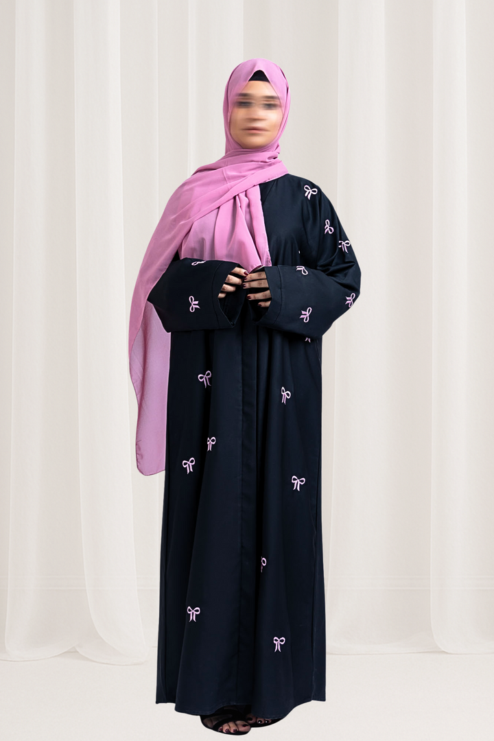 Blush Bow Embroidered Abaya