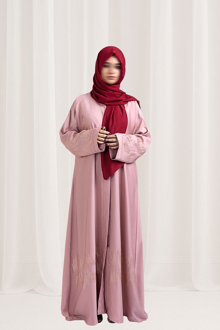 Blush Pink Crystal Embellished Abaya