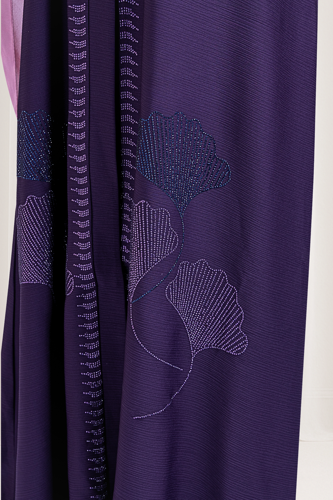 Deep Purple Beaded Floral Abaya