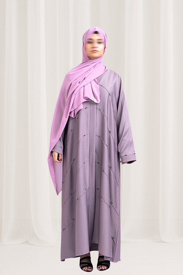 Smoky Lilac Beaded Abaya Modern Modesty