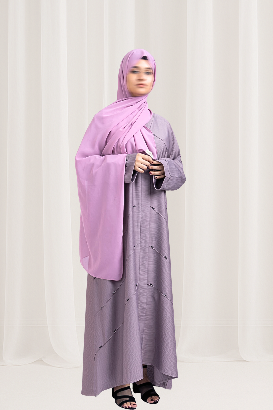 Smoky Lilac Beaded Abaya Modern Modesty