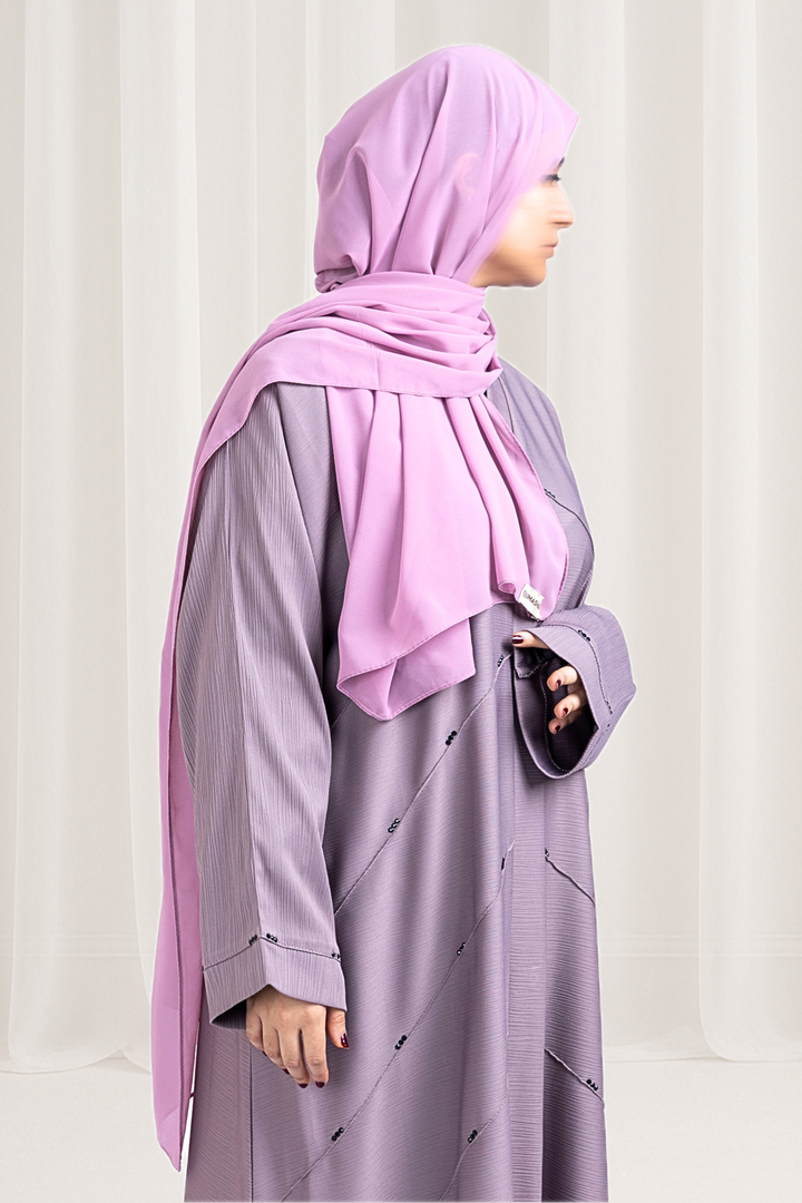 Smoky Lilac Beaded Abaya Modern Modesty