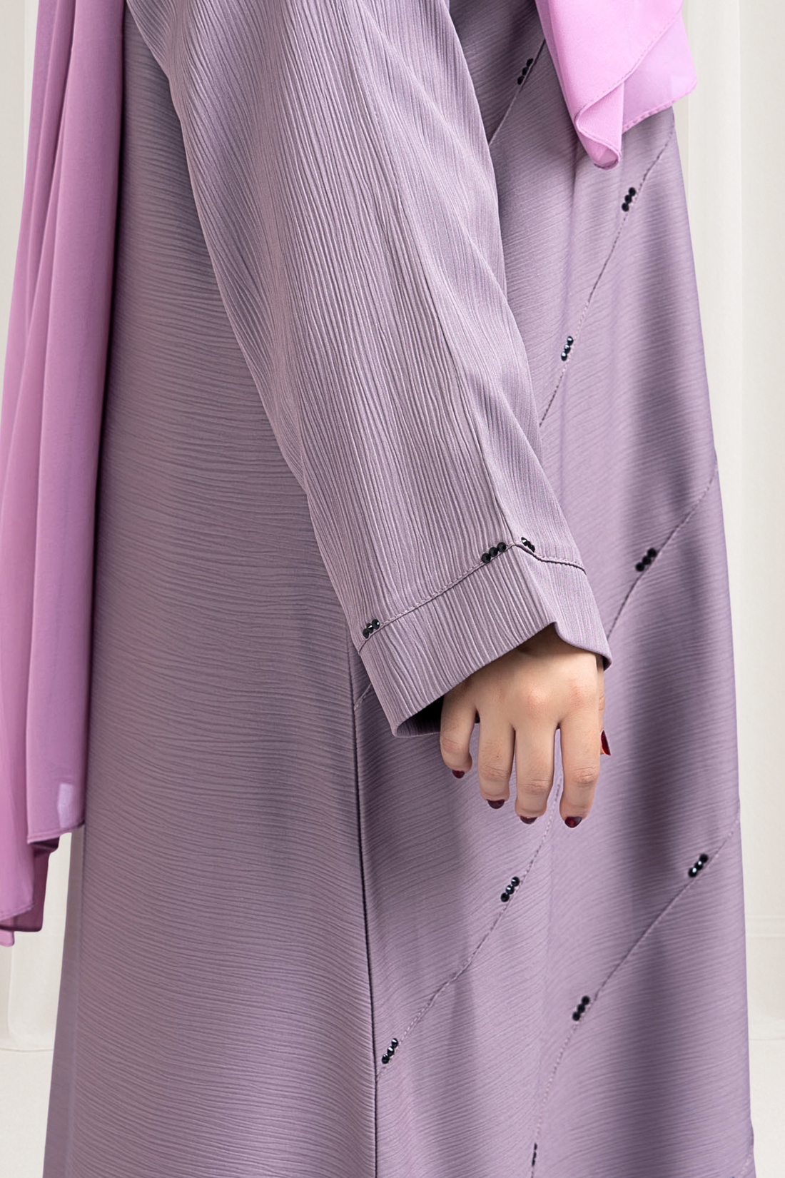 Smoky Lilac Beaded Abaya Modern Modesty