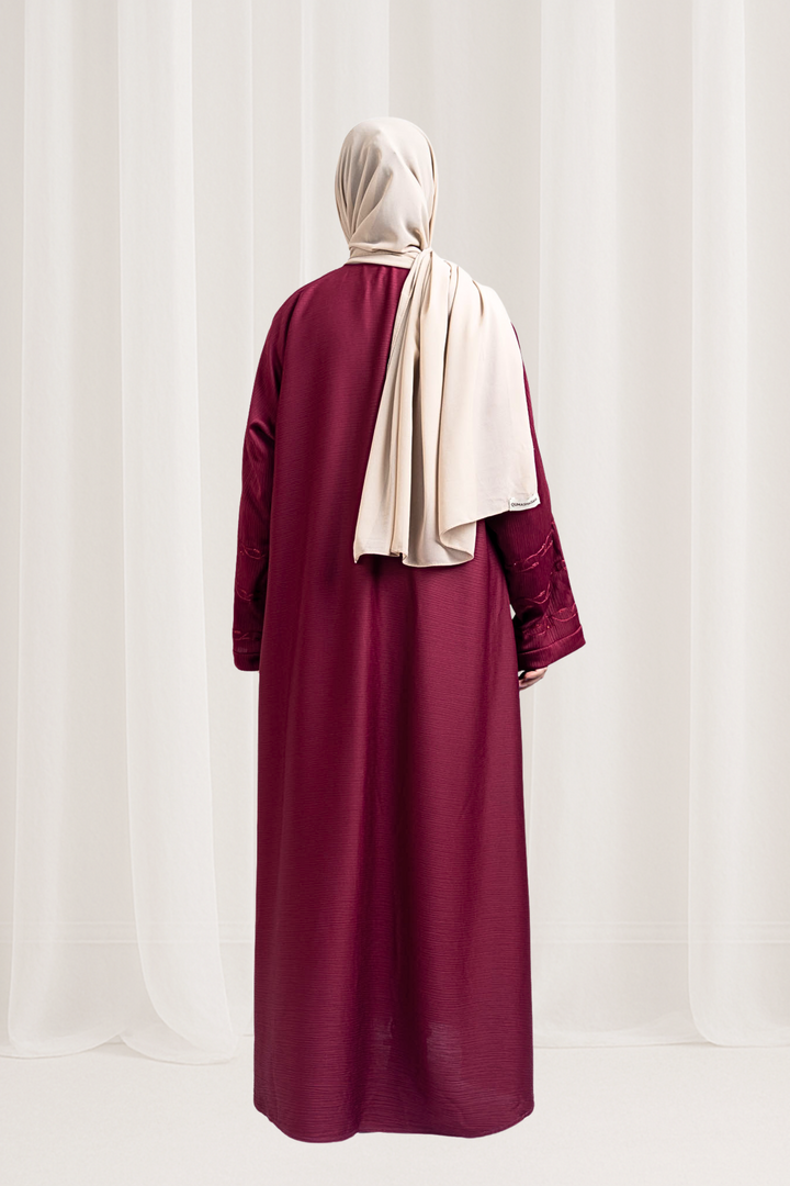 Maroon Elegant Detailing Embroidered Abaya