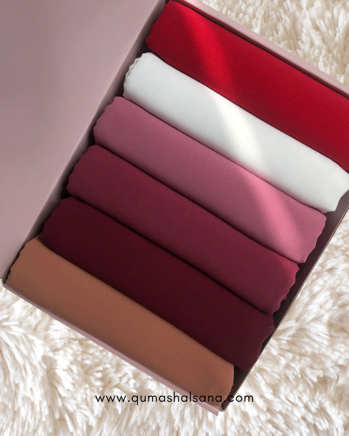 Pack of 6 Georgette Hijabs - Berry Essence