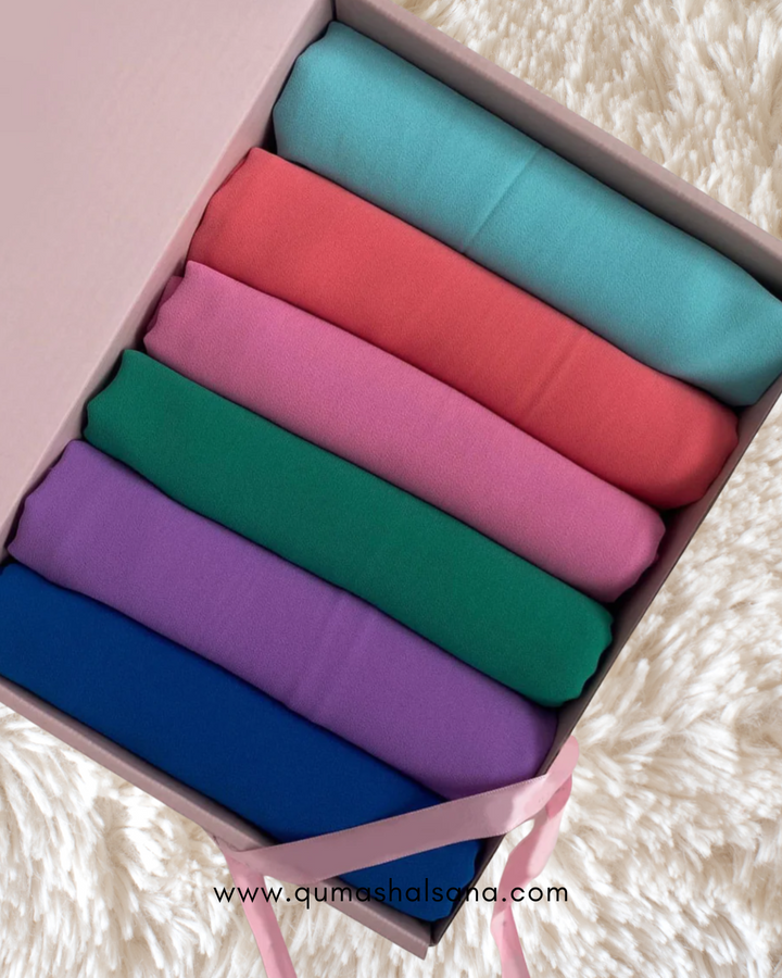 Pack of 6 Georgette Hijabs - Blue Sky