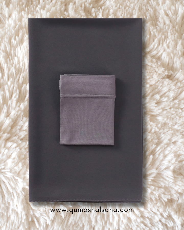 Georgette Hijab + Cap Matching Set - Charcoal