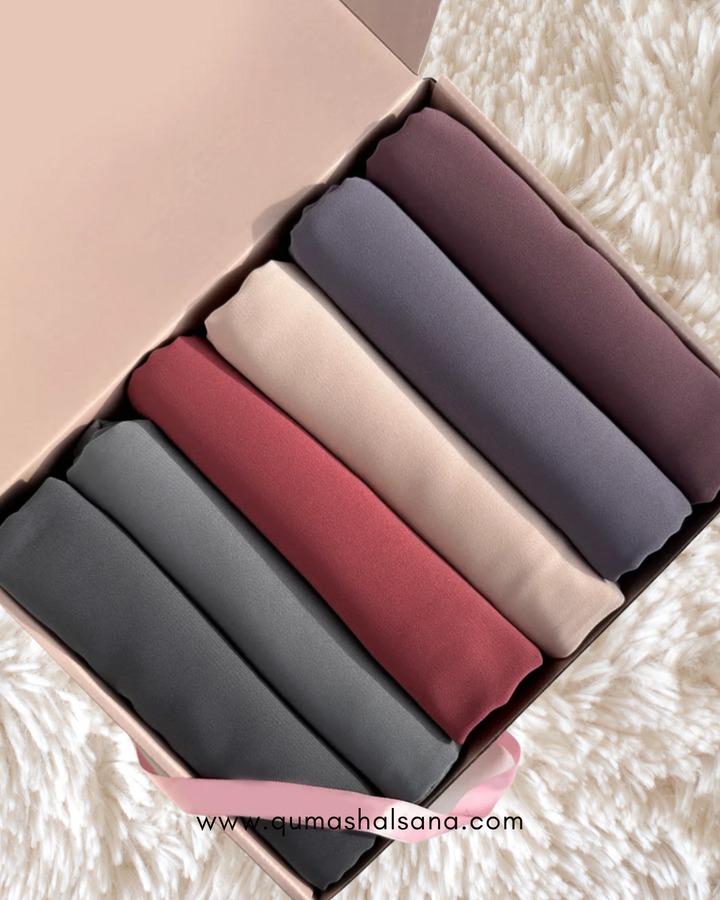 Pack of 6 Georgette Hijabs - Grey Desert