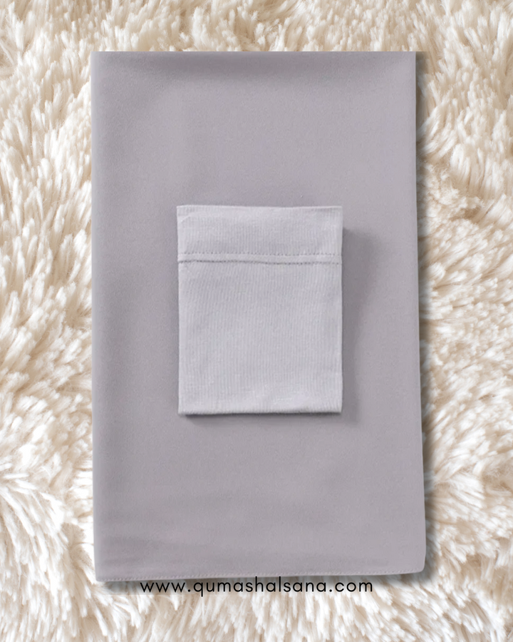 Georgette Hijab + Cap Matching Set - Light Grey