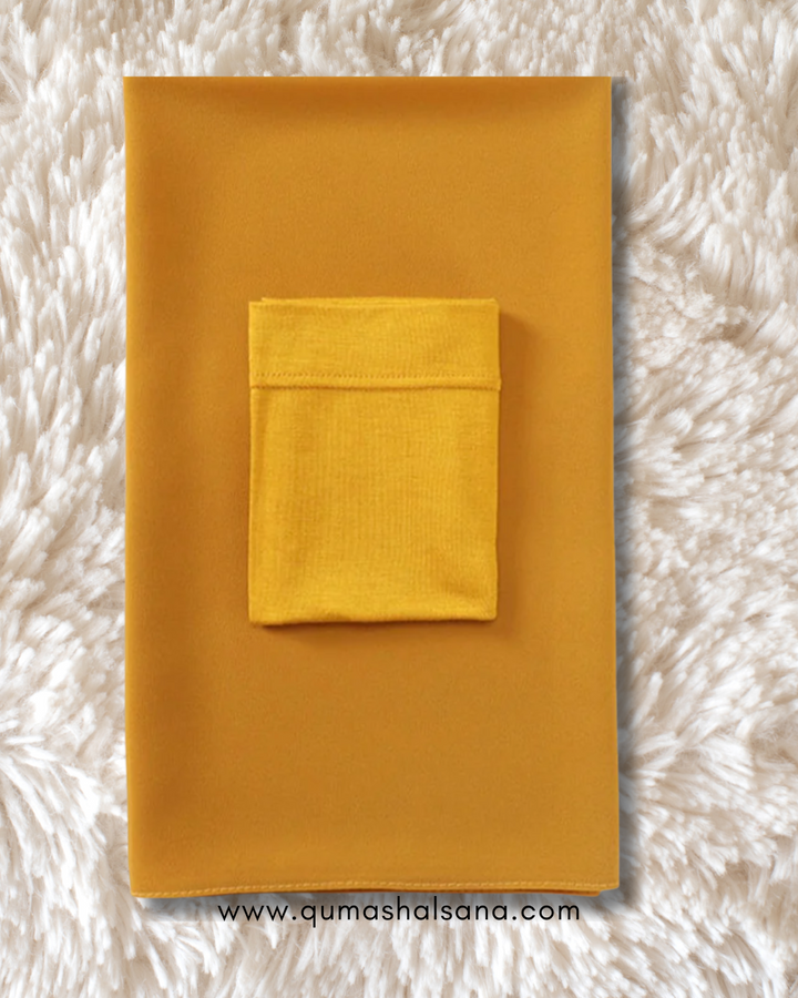 Georgette Hijab + Cap Matching Set - Mustard