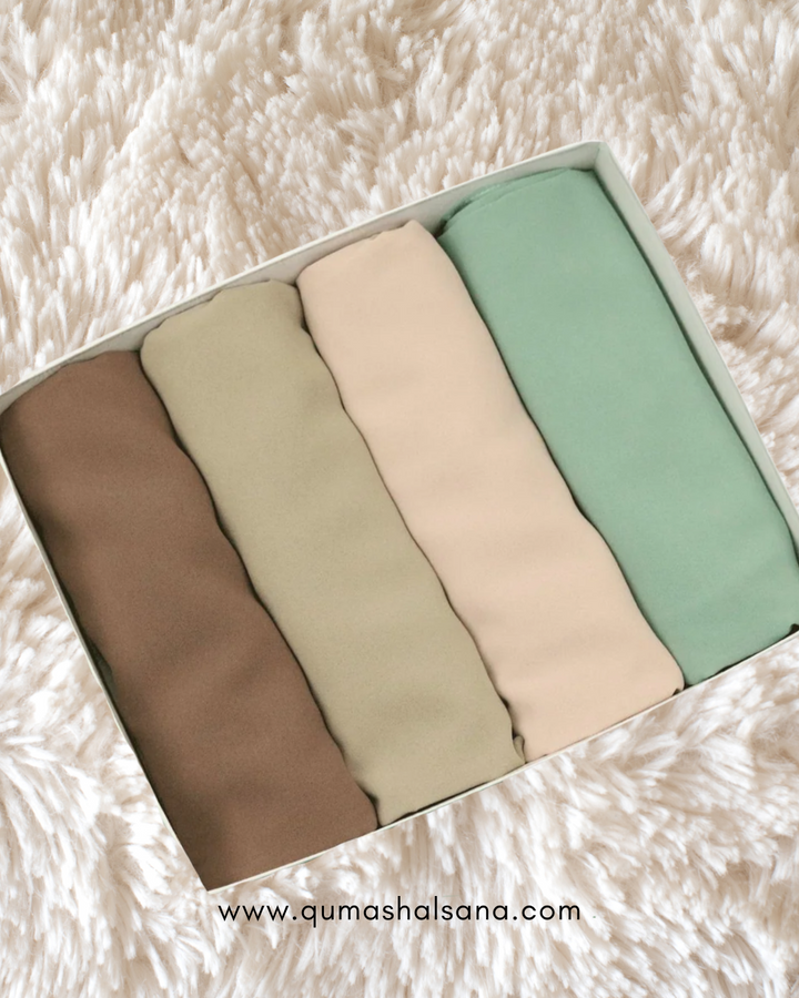 Pack of 4 Georgette Hijabs - Ocean Mist