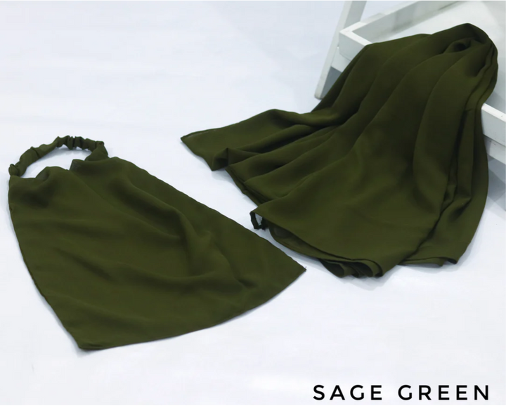 Georgette Hijab with Niqab - Sage Green