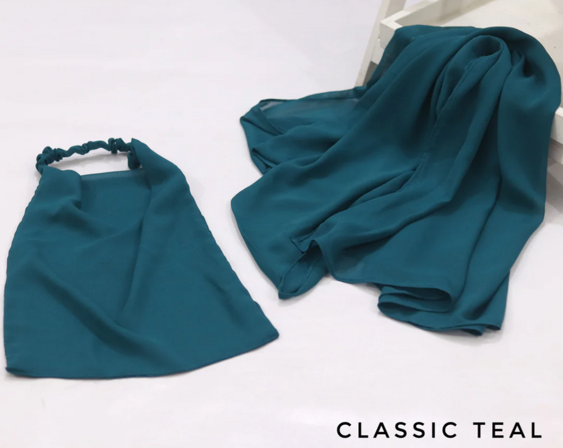 Georgette Hijab with Niqab - Classic Teal