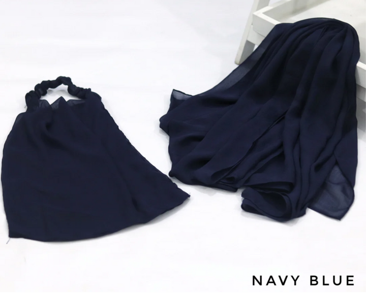 Georgette Hijab with Niqab - Navy Blue