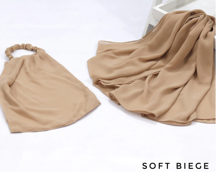 Georgette Hijab with Niqab - Soft Beige