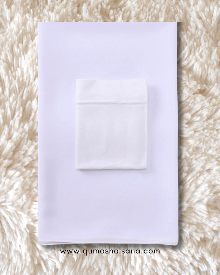 Georgette Hijab + Cap Matching Set - White